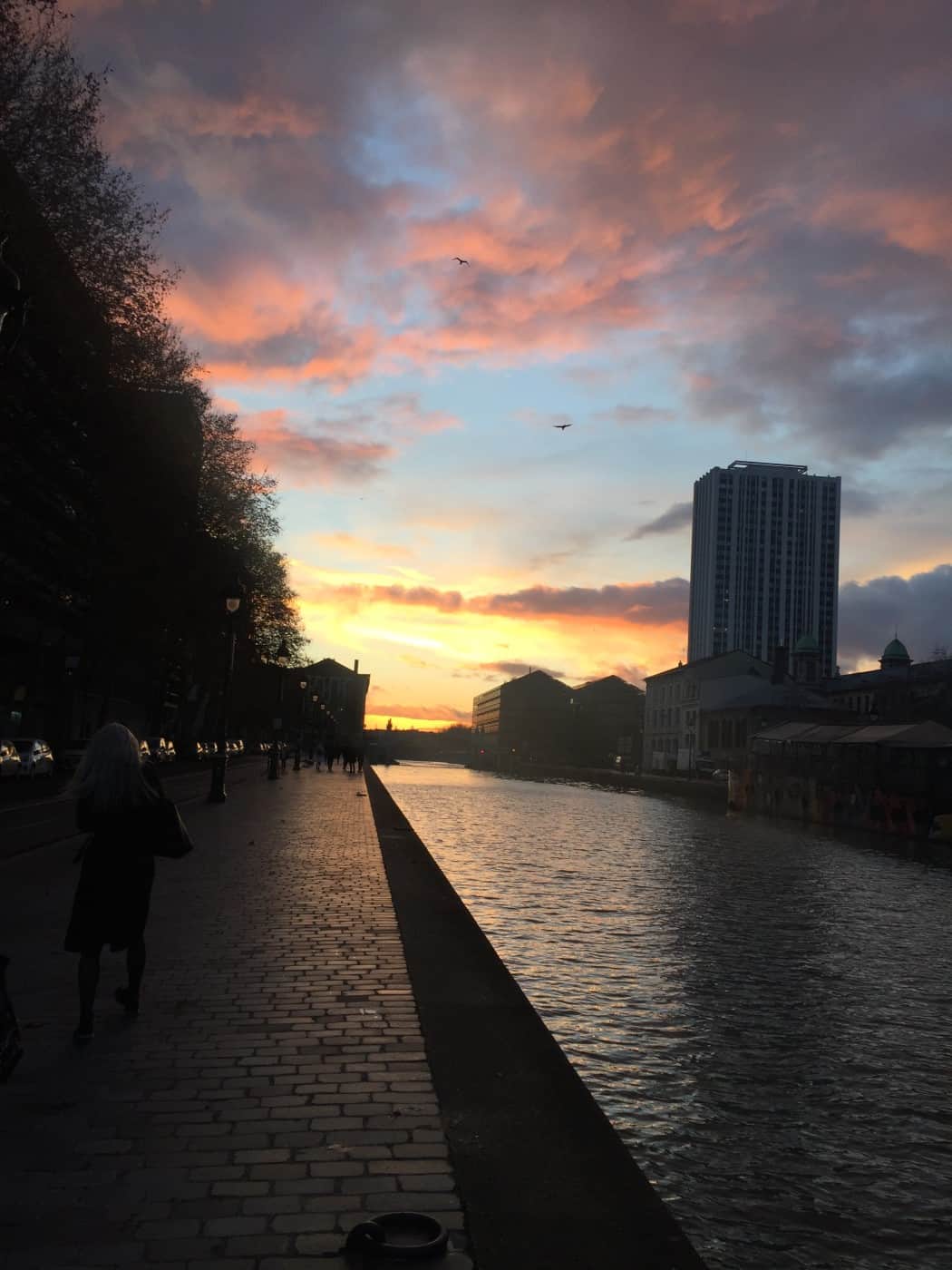 Sunset at Quai de la Marne canal outside our campus