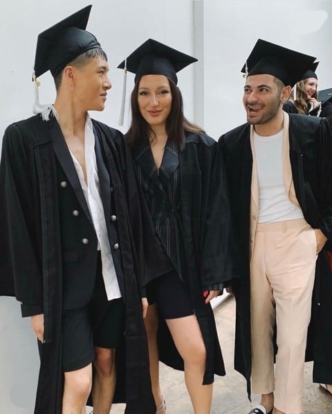 Veronica and classmates at graduation ceremony